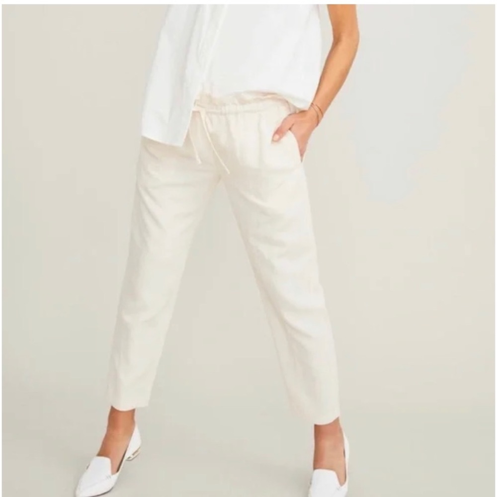 Hatch Cropped Drawstring Ankle Pants in Cream